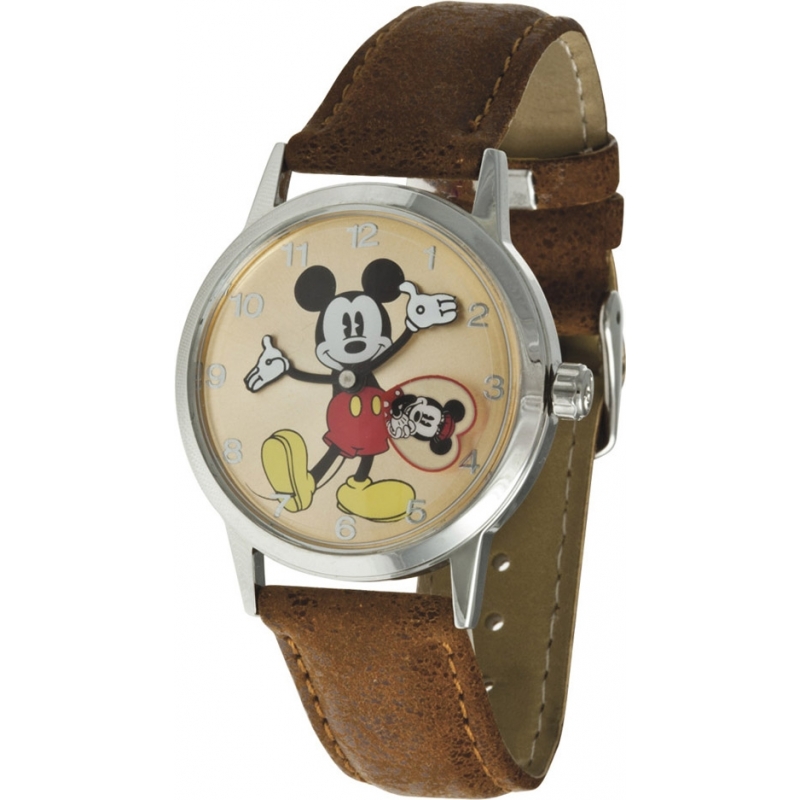Disney by Ingersoll Ladies Classic All Day Everyday Mickey Mouse Brown Leather Strap Watch