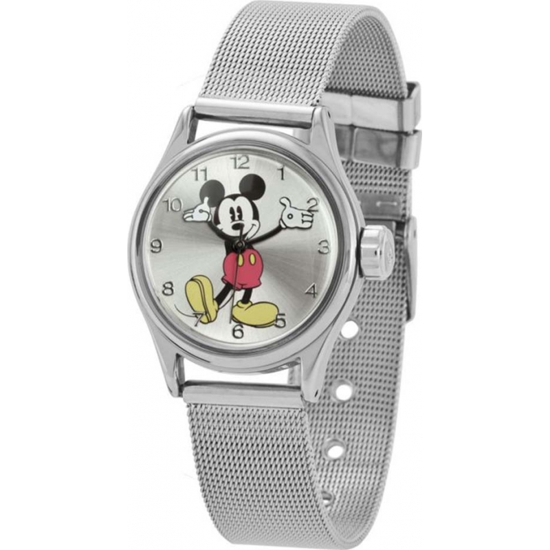 Disney by Ingersoll Mens Classic All Day Everyday Mickey Mouse Silver Mesh Watch