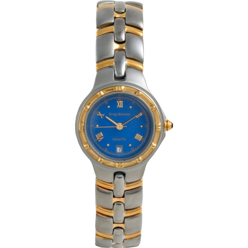 Krug Baumen Ladies Regatta Blue Silver Gold Watch