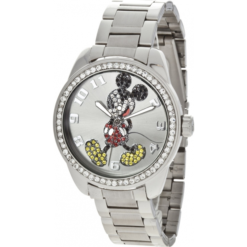 Disney by Ingersoll Ladies Classic Diamante Mickey Mouse Silver Watch