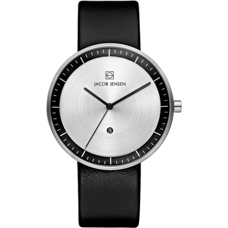 Jacob Jensen Mens Strata Silver Black Watch