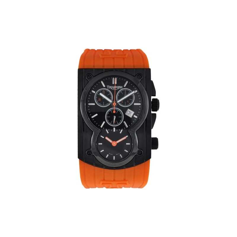 Triumph Mens Trident Black Orange Chronograph Watch