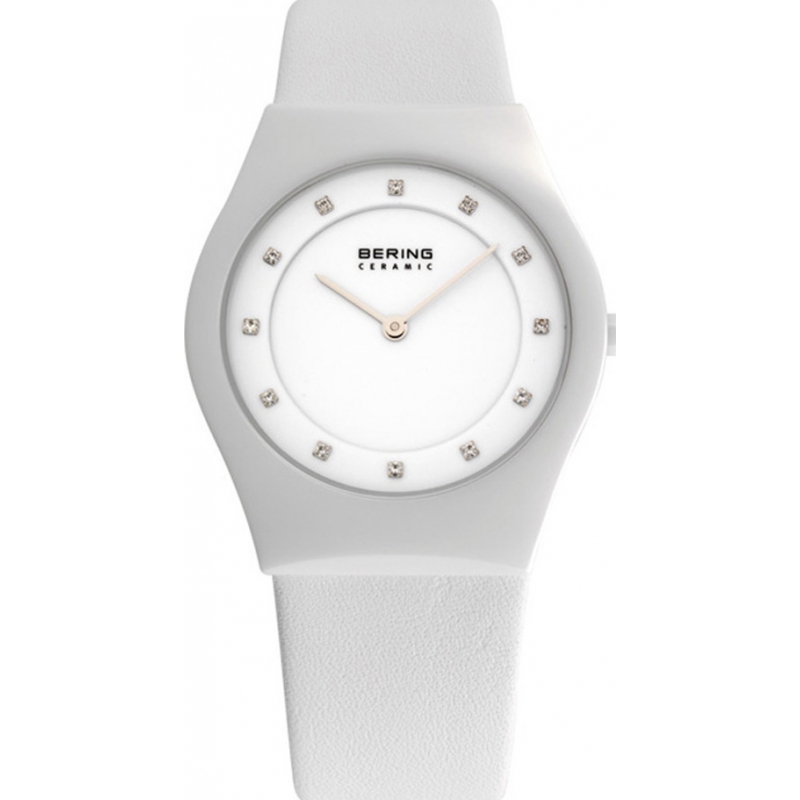 Bering Time Ceramic White Calfskin Watch