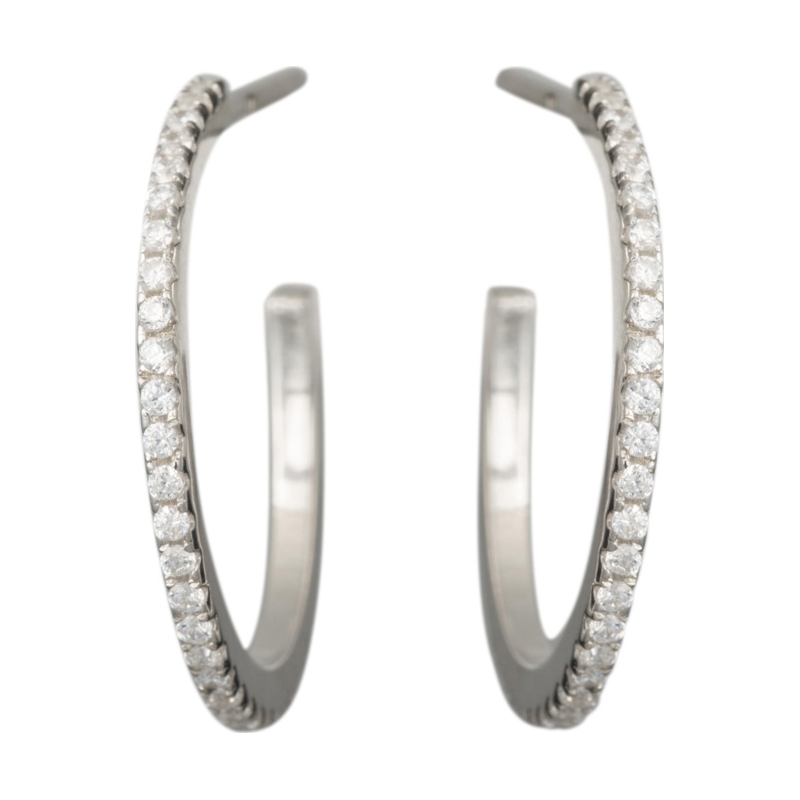 FROST by NOA Ladies Silver Creole Earrings With Cubic Zirconia
