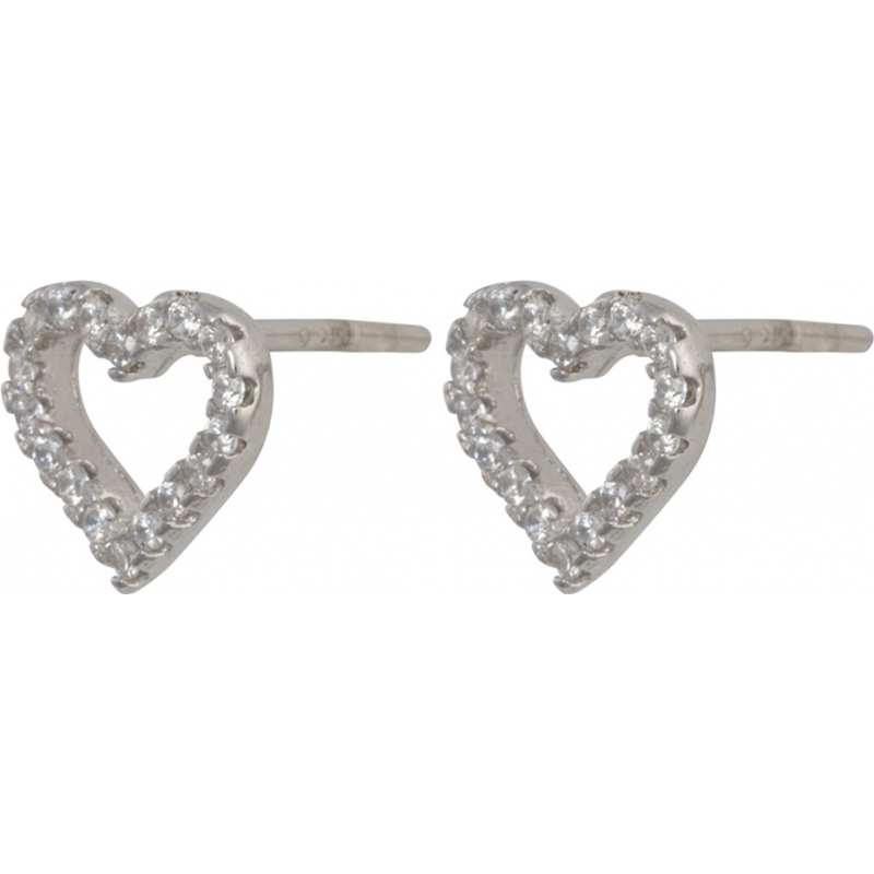 FROST by NOA Ladies Silver Heart-Shaped Ear Pin Earrings