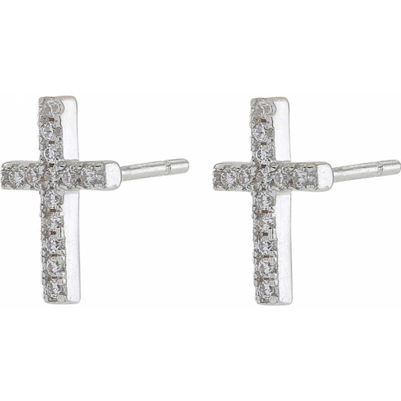 FROST by NOA Ladies Silver Cross-Shaped Ear Pin Earrings