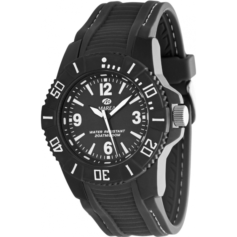 Marea Mens Sports Black Silicone Strap Watch