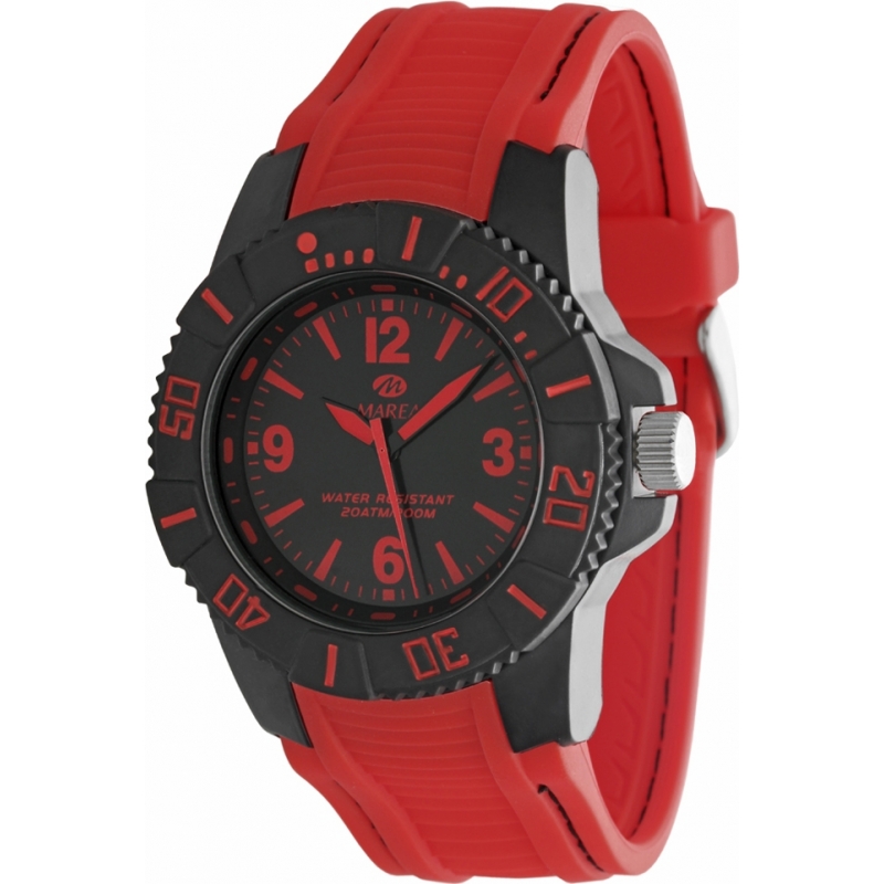 Marea Mens Sports Red Silicone Strap Watch