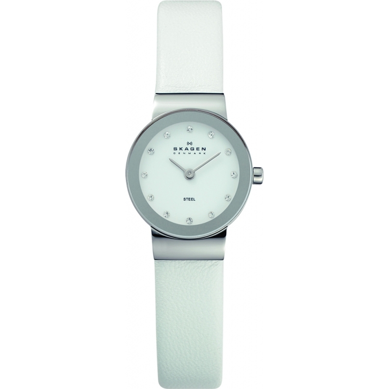Skagen Ladies Klassik White Leather Strap Watch