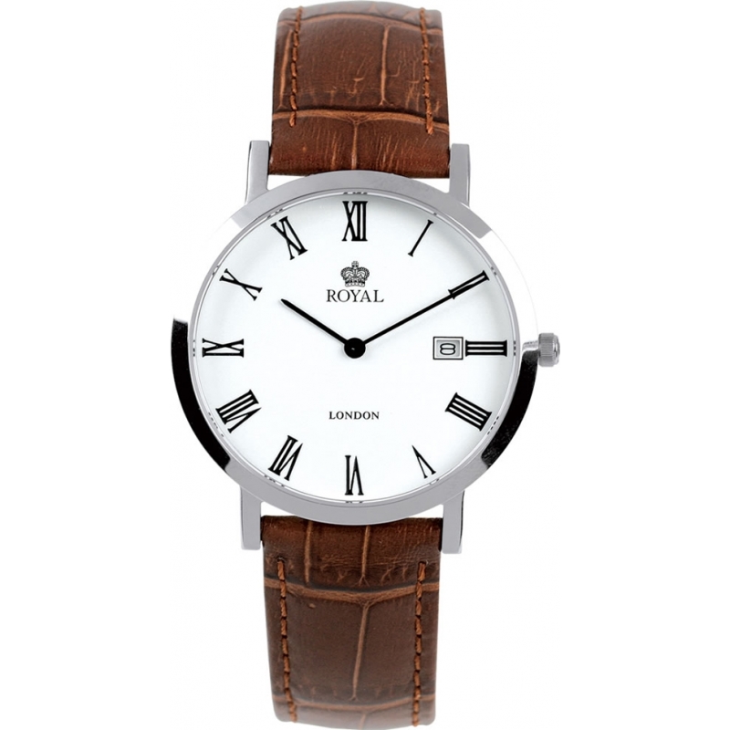 Royal London Mens Classic Brown and White Watch