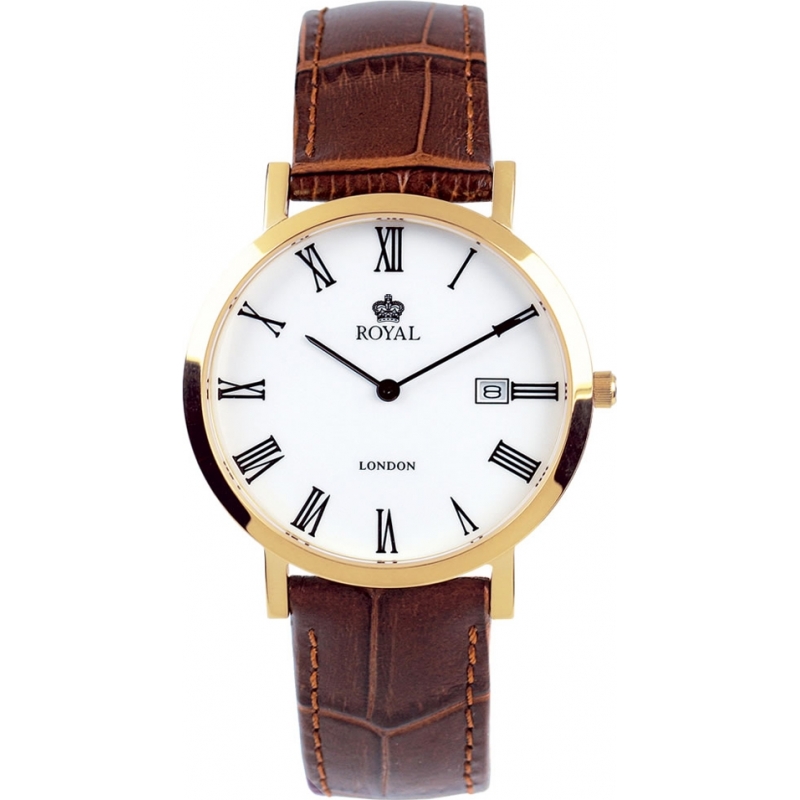 Royal London Mens Classic Brown and Gold Watch