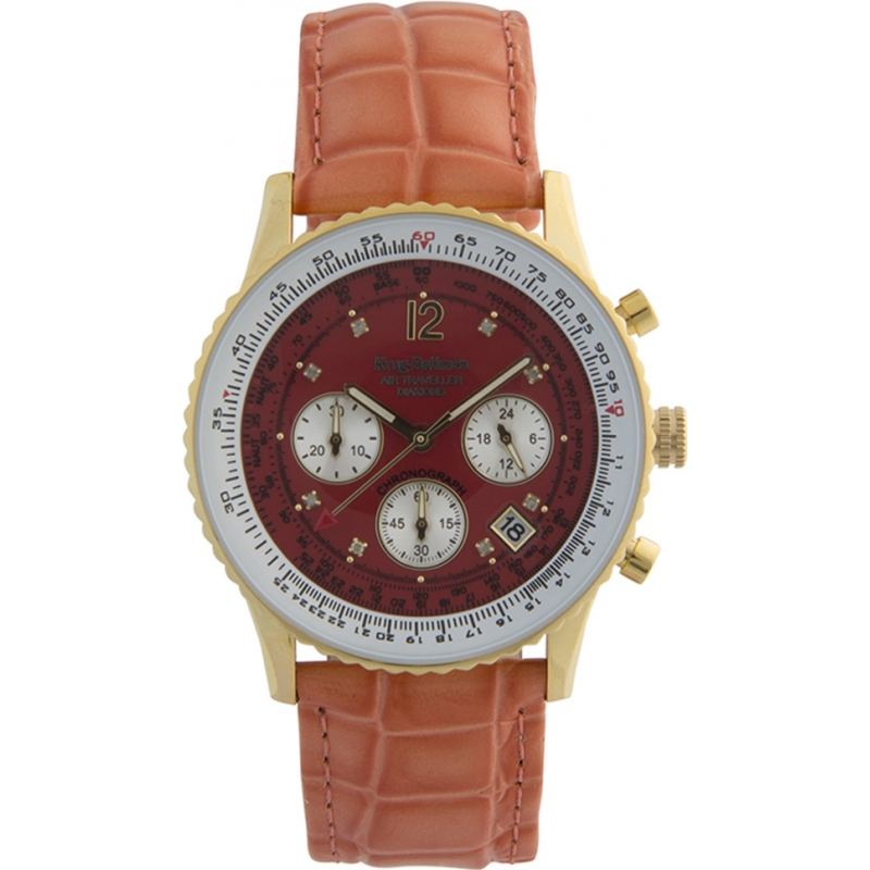 Krug Baumen Air Traveller Red Dial Red Strap