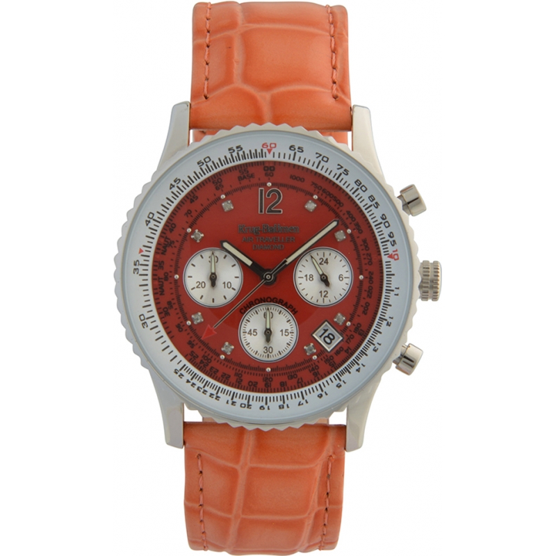 Krug Baumen Air Traveller Red Dial Red Strap