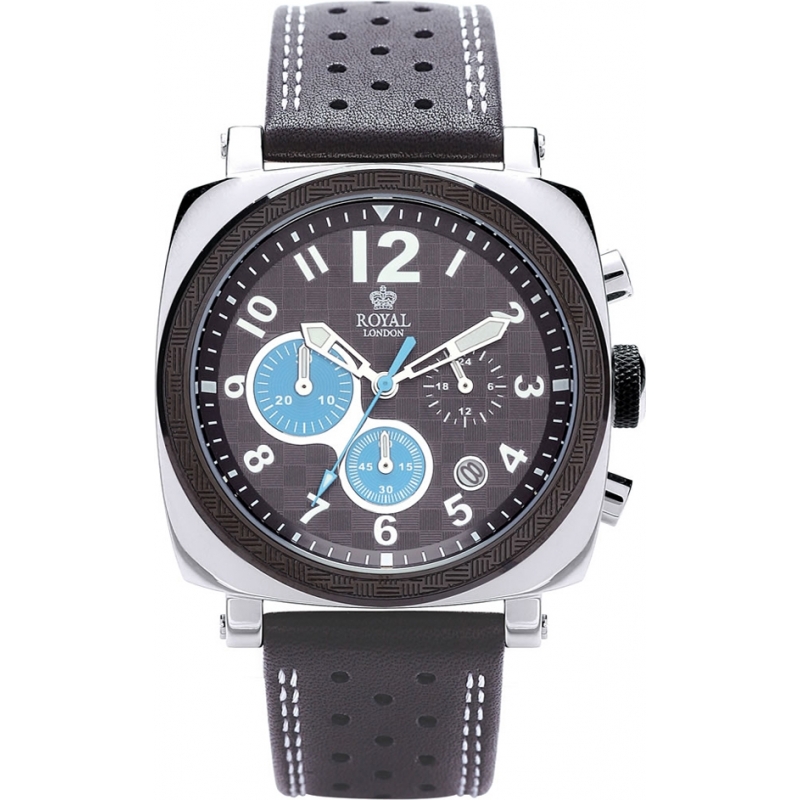 Royal London Mens Sports Chronograph Black Calf Watch