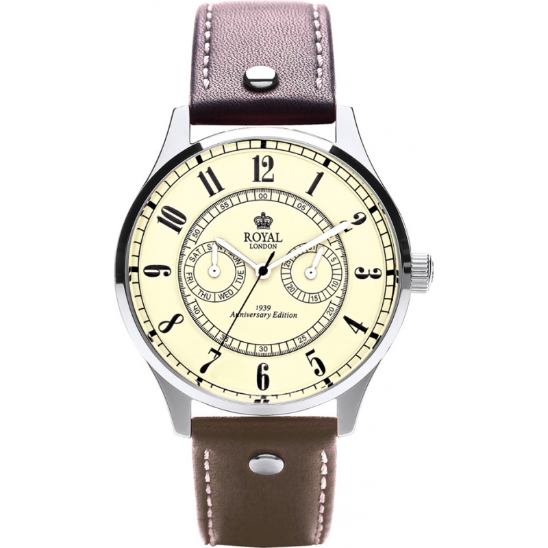 Royal London Mens Vintage Beige and Brown Watch