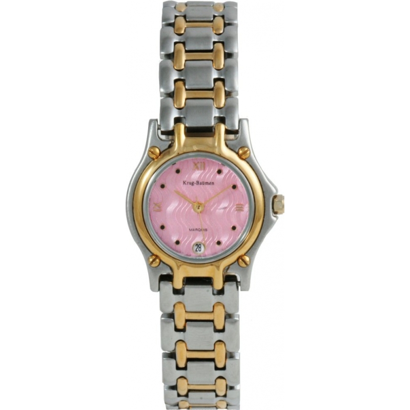 Krug Baumen Ladies Marquis Two Tone Pink Dial