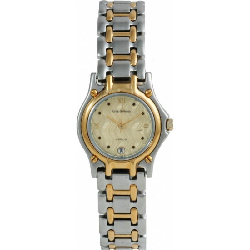 Krug Baumen Ladies Marquis Two Tone Gold Dial