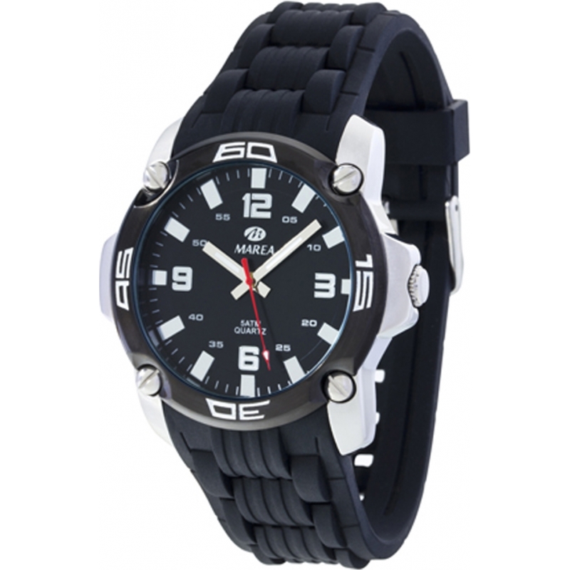 Marea Mens Fashion Black Silicone Strap Watch