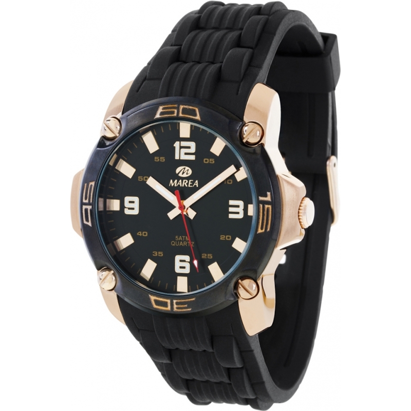 Marea Mens Fashion Black Silicone Strap Watch