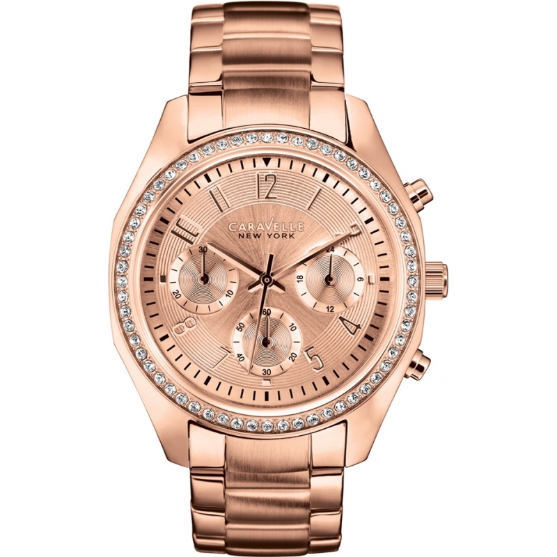 Caravelle New York Ladies Melissa Rose Gold Chronograph Watch