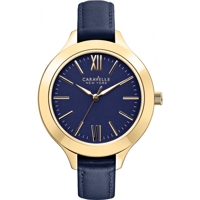 Caravelle New York Ladies Carla Blue Leather Strap Watch