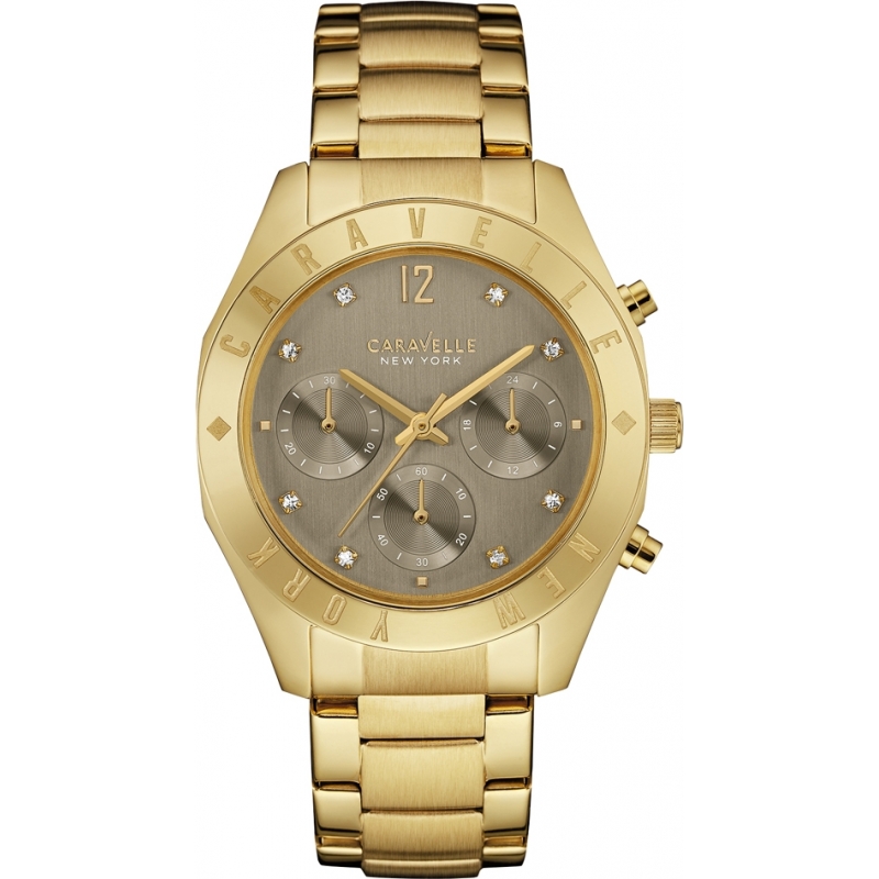 Caravelle New York Ladies Boyfriend Gold Chronograph Watch