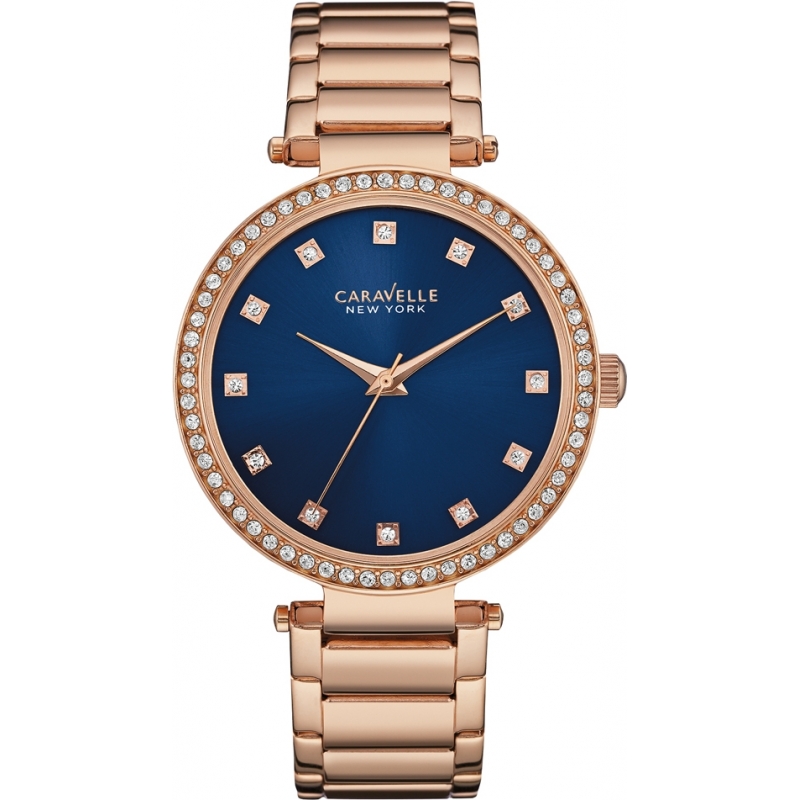 Caravelle New York Ladies T-Bar Rose Gold Steel Bracelet Watch