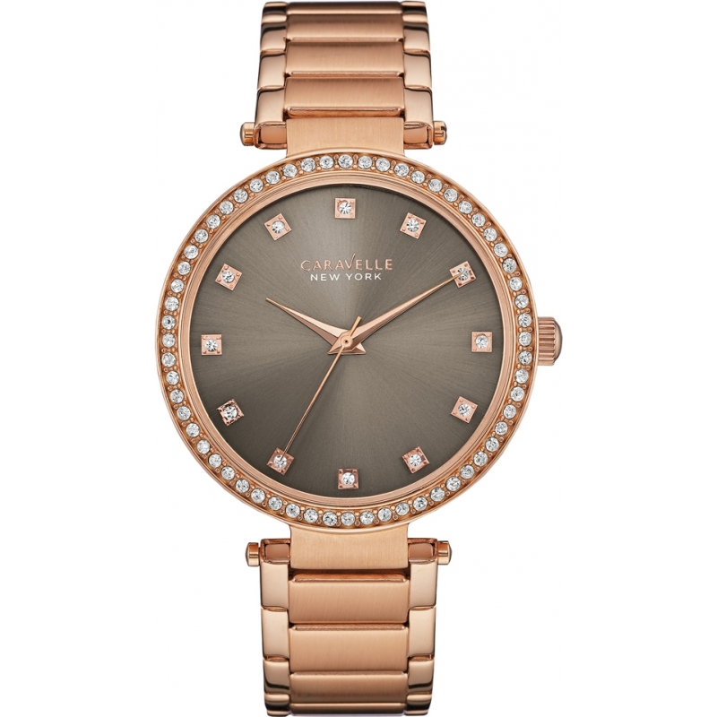 Caravelle New York Ladies T-Bar Rose Gold Steel Bracelet Watch
