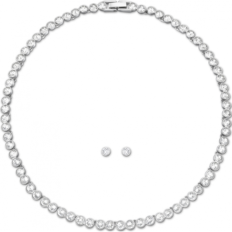 Swarovski Ladies Tennis Silver Necklace And Earrings Set