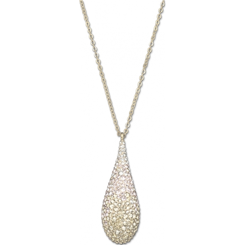 Swarovski Ladies Abstract Gold Pendant Necklace with Clear Crystals