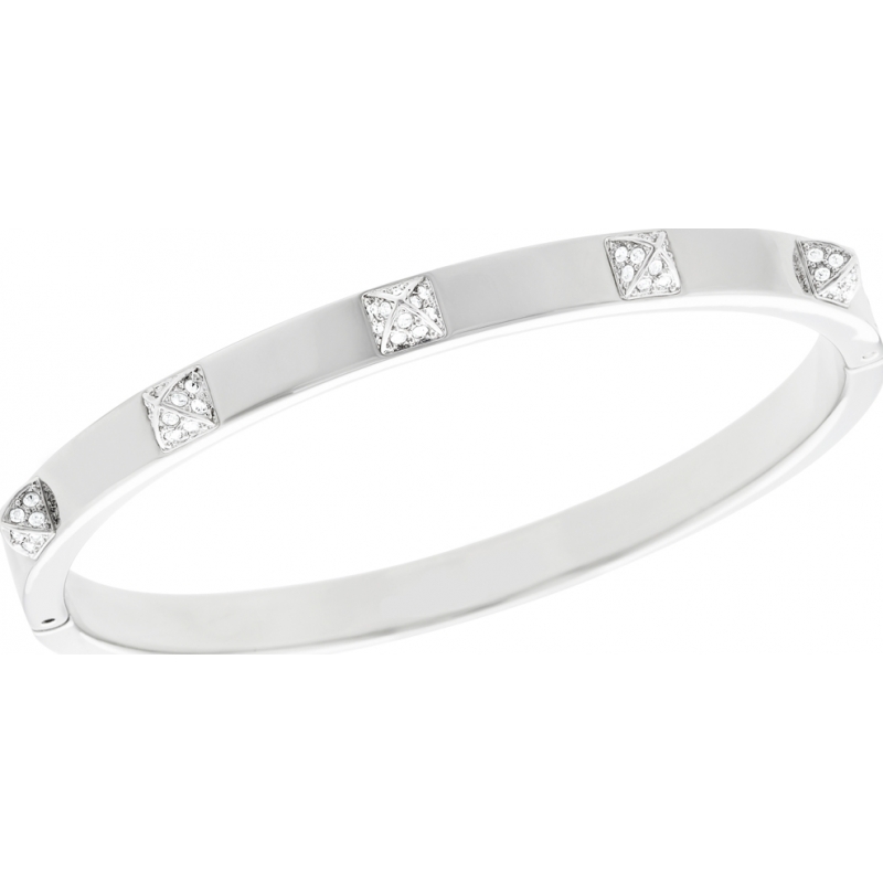 Swarovski Ladies Tactic Size Medium Silver Bangle with Clear Crystals