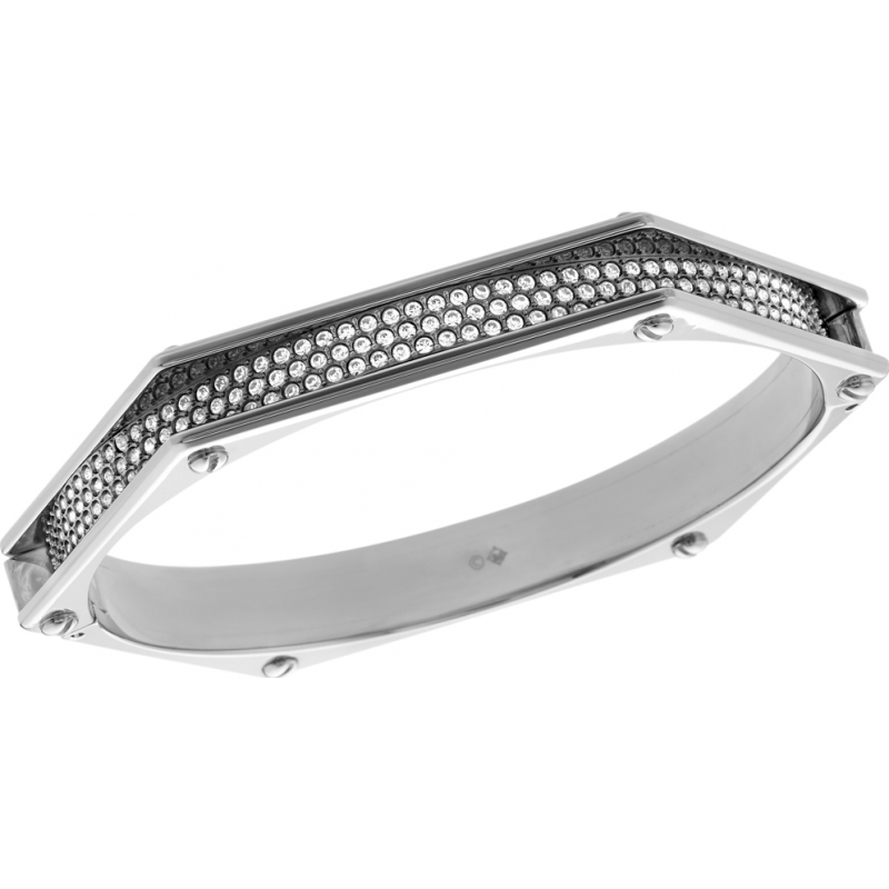 Swarovski Ladies Bolt Size Medium Silver Bangle with Clear Crystals