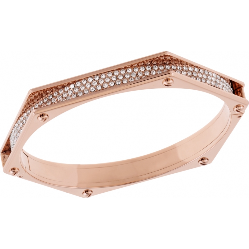 Swarovski Ladies Bolt Size Medium Rose Gold Bangle with Clear Crystals