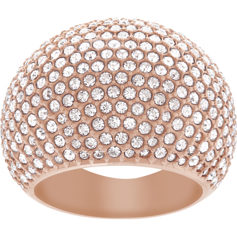 Swarovski Ladies Stone Size L Rose Gold Ring with Shimmering Crystal Pave