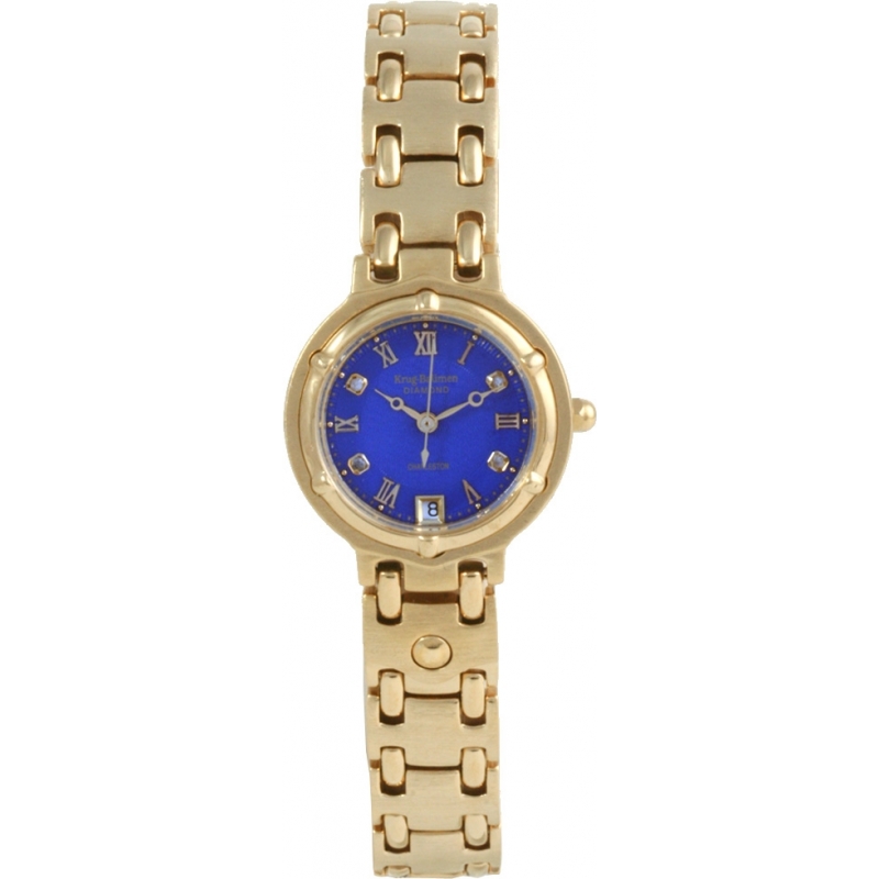 Krug Baumen Charleston 4 Diamond Blue Dial Gold Strap