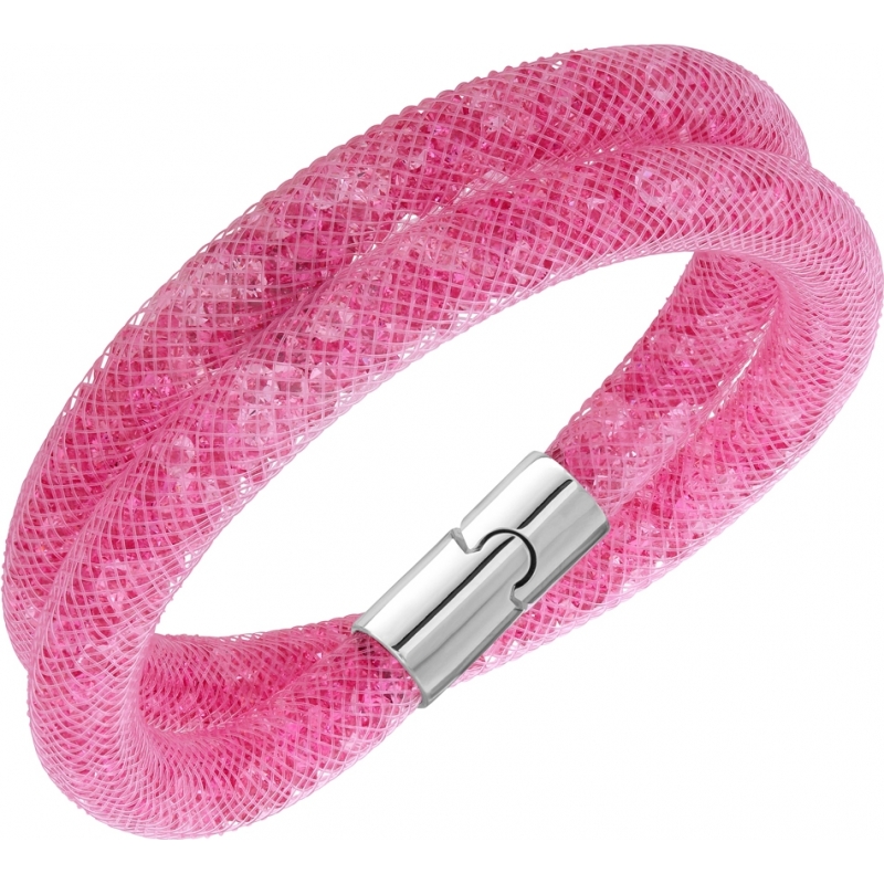 Swarovski Ladies Stardust Size S Double Wrap Bracelet With Pink Crystals