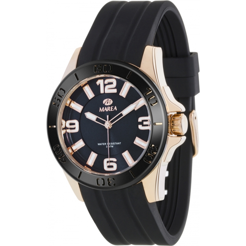 Marea Mens Fashion Black Silicone Strap Watch