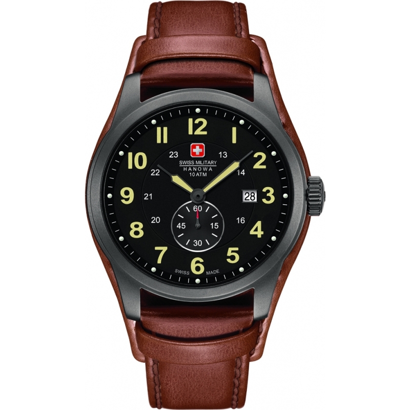 Swiss Military Mens Trooper Brown Leather Strap Watch