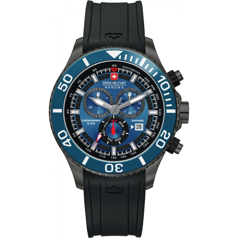 Swiss Military Mens Immersion Blue Black Chronograph Watch