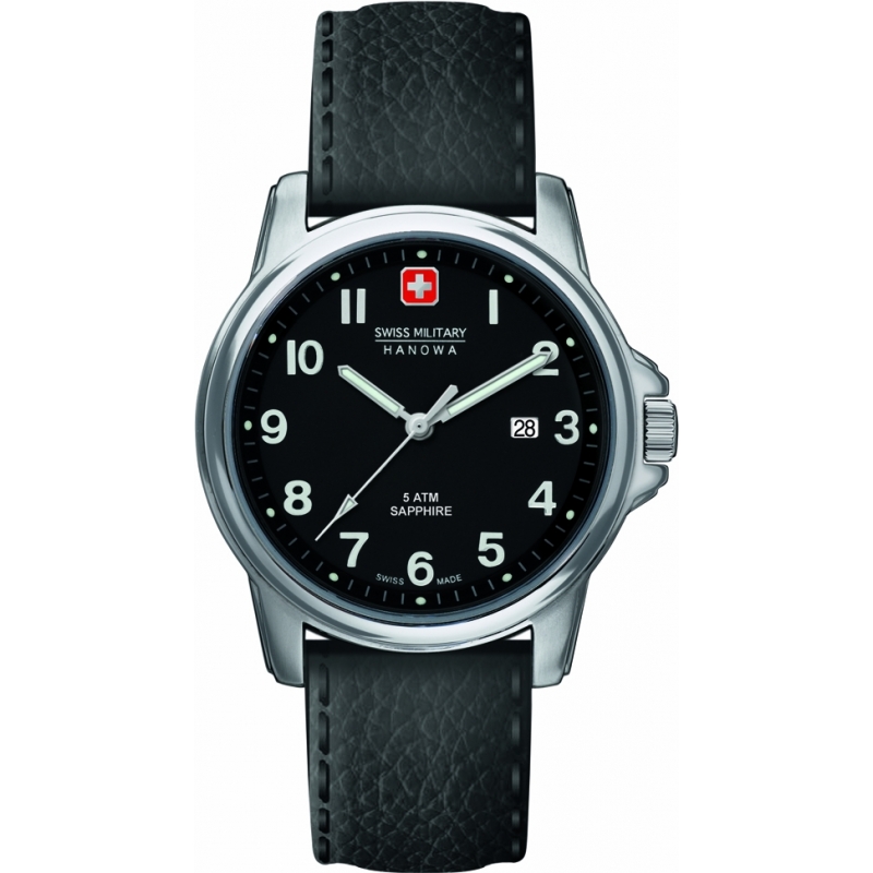 Swiss Military Mens Swiss Soldier Prime Black Leather Strap Watch