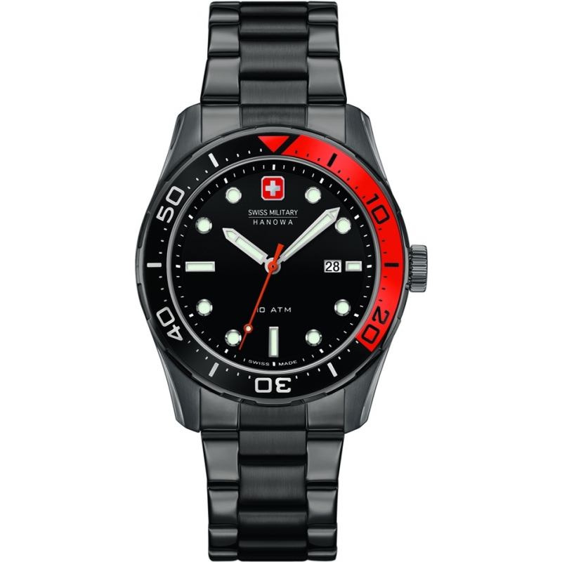 Swiss Military Mens Aqualiner Black Grey Watch