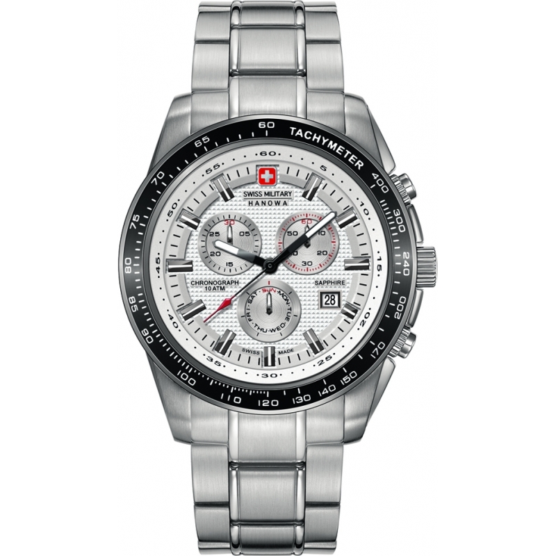 Swiss Military Mens Crusader White Silver Chronograph Watch