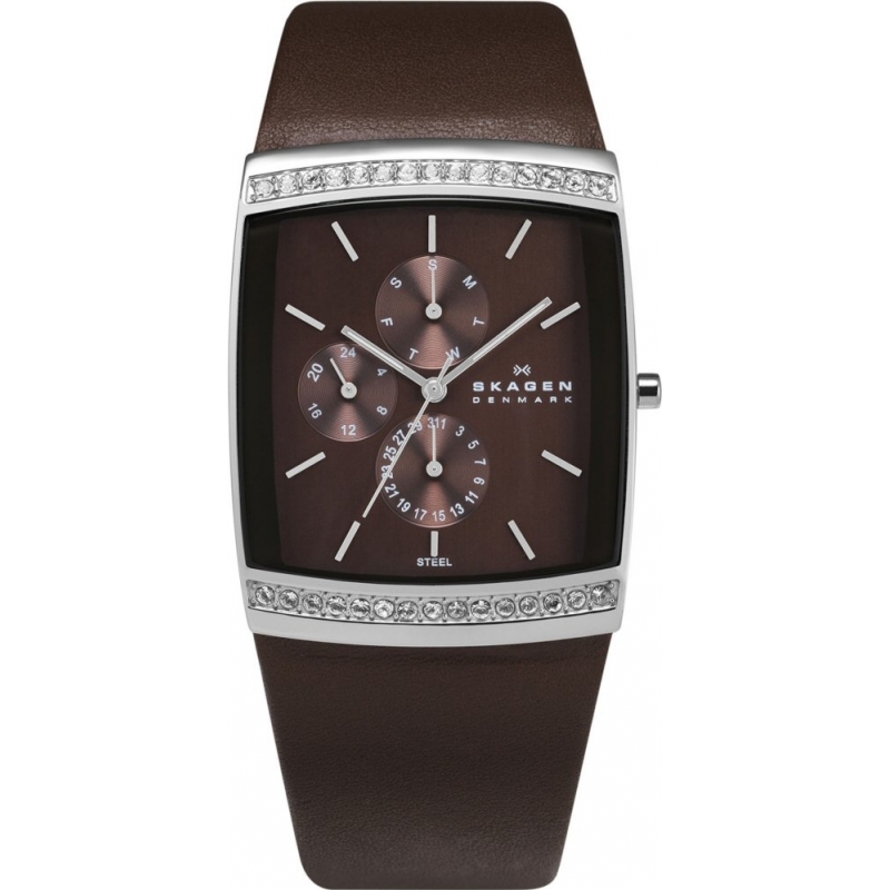 Skagen Ladies Brown Leather Chronograph Watch