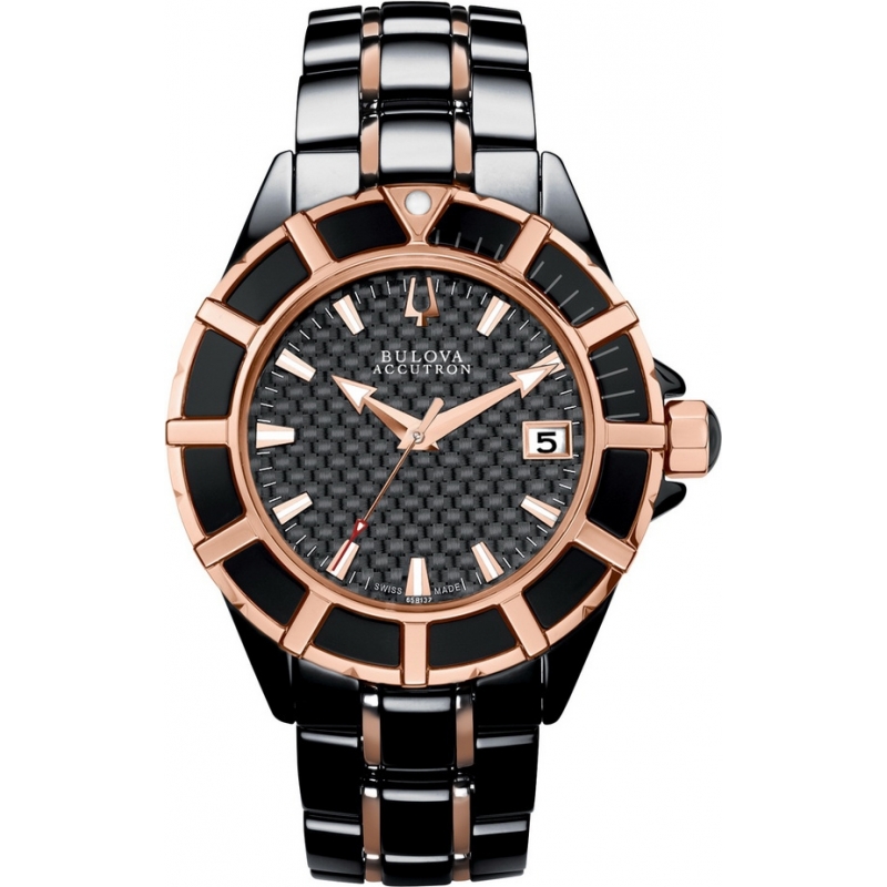 Bulova Accutron Ladies Mirador Black Rose Gold Watch