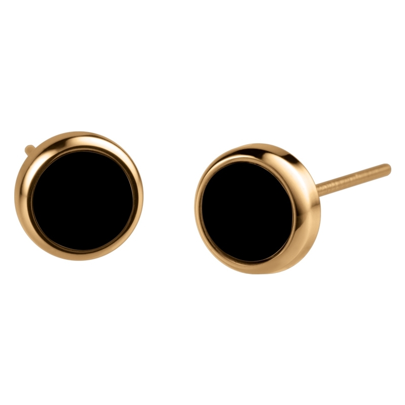 Bering Time Ladies Black and Gold Ceramic Studs