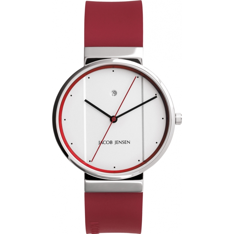 Jacob Jensen Mens New Series White Red Watch
