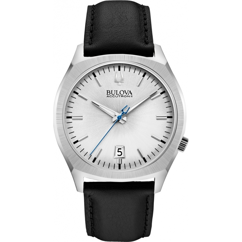 Bulova Mens BA II Black Leather Strap Watch