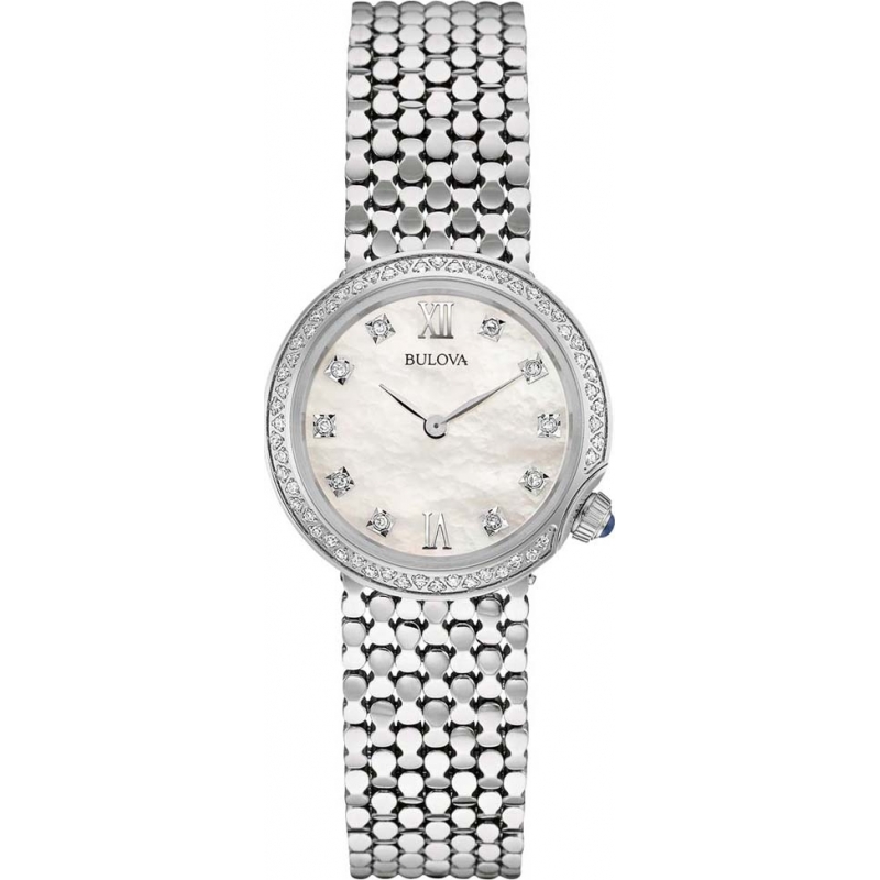 Bulova womens silver bangle bracelet watch
