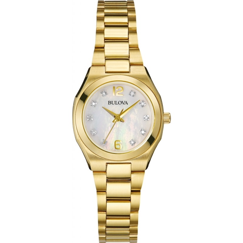 Bulova Ladies Diamond Gallery Gold Steel Bracelet Watch