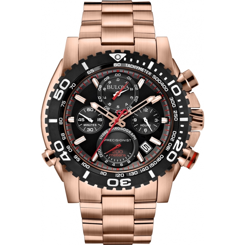 Bulova Mens Precisionist Rose Gold Chronograph Watch